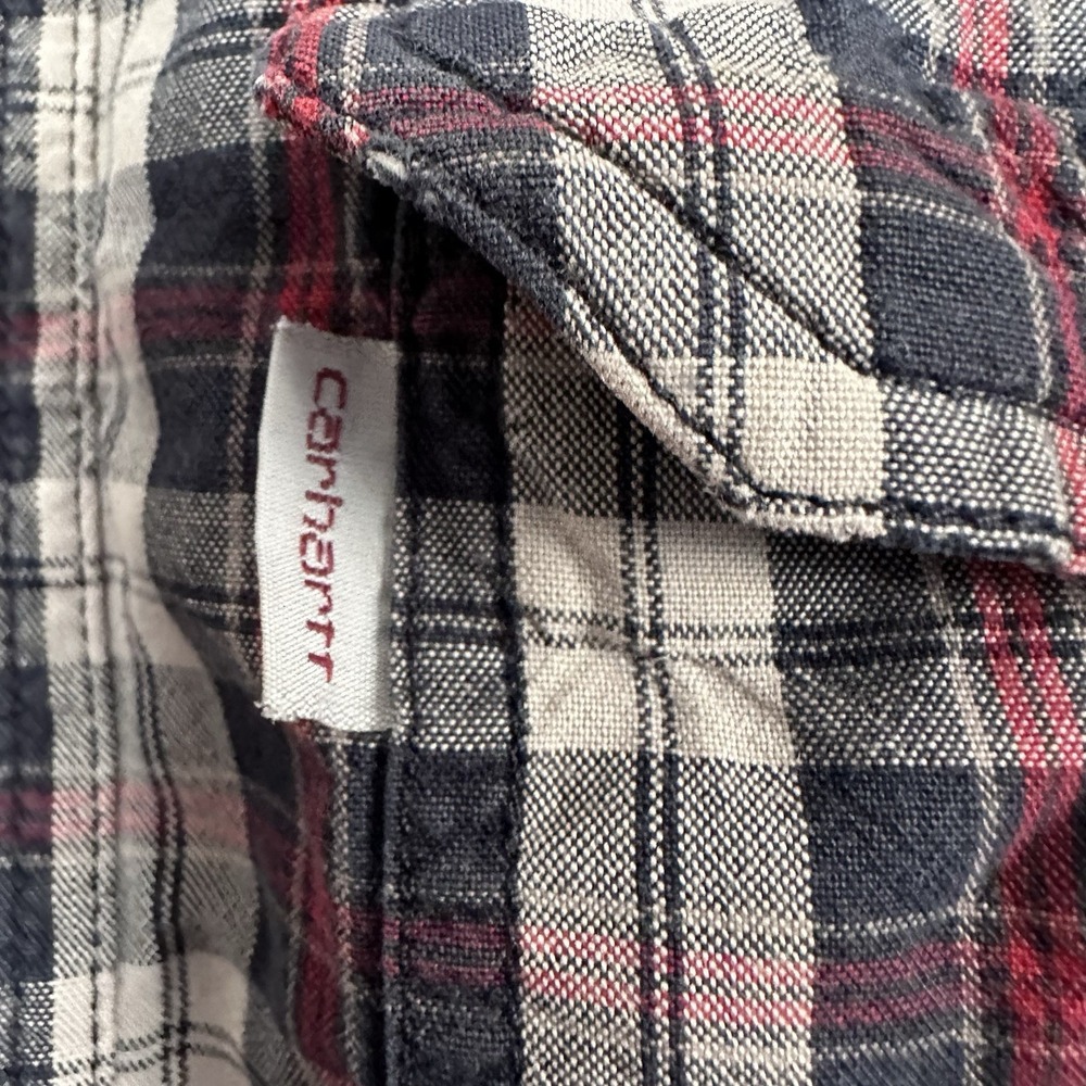 Carhartt Relaxed Fit  Long Sleeve Cotton Button Down Plaid‎ Work Shirt Men's Med - Picture 14 of 16